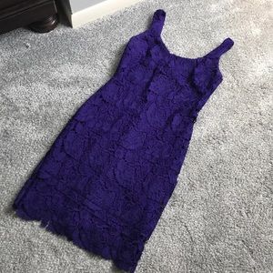 Purple Fitted Ralph Lauren Lace Dress